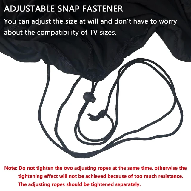 Alt view image 4 of 5 - Indoor TV dust cover, elastic fabric with adjustable size, Suitable for most brands of 66-75 inch flat or curved TVs (Black, 66 - 75 inches)