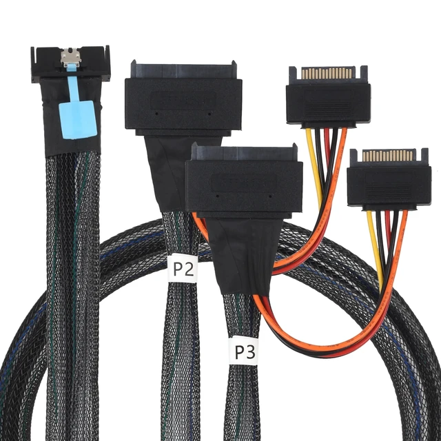 Alt view image 2 of 5 - MCIO 8I (SFF-TA-1016) to 2x U.2 SFF-8639 NVME SSD Cable, PCIe Gen5, 0.5m