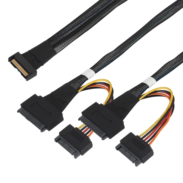 Alt view image 4 of 5 - MCIO 8I (SFF-TA-1016) to 2x U.2 SFF-8639 NVME SSD Cable, PCIe Gen5, 0.5m