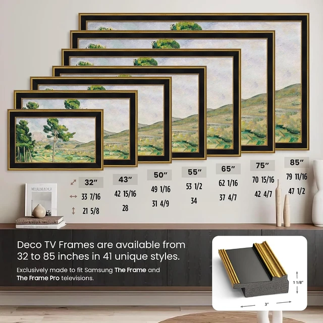 Alt view image 5 of 5 - Antique Gold & Black 43" Deco TV Frame for Samsung The Frame/Pro TVs