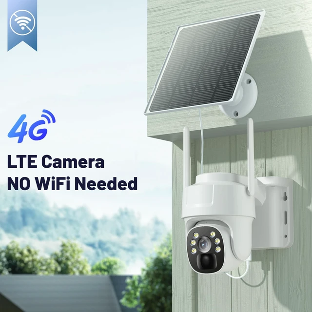 Alt view image 2 of 5 - KKB 4G LTE Cellular Security Camera, No WiFi Security Camera Outdoor Built-in SIM Card and 64GB SD Card, Solar Powered, 2K Wireless Cam Color Night Vision, PIR Motion Sensor, PTZ 355 View, 2 Wa