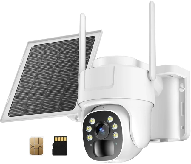 Main image of KKB 4G LTE Cellular Security Camera, No WiFi Security Camera Outdoor Built-in SIM Card and 64GB SD Card, Solar Powered, 2K Wireless Cam Color Night Vision, PIR Motion Sensor, PTZ 355 View, 2 Wa