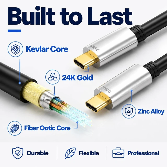 Alt view image 3 of 5 - DWLCWY USB C to USB C Fiber Optic Cable 50FT (Silver)