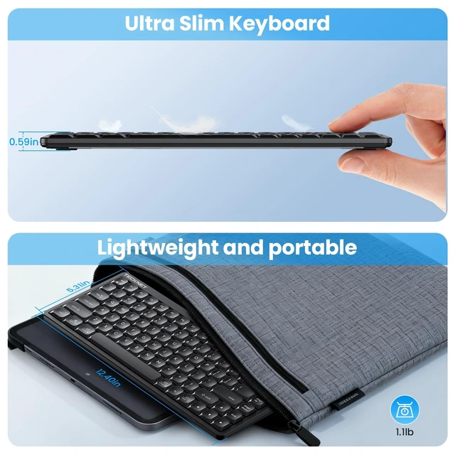 Alt view image 3 of 5 - TECKNET Compact Wireless Keyboard and Mouse Combo, 3-Mode Rechargeable