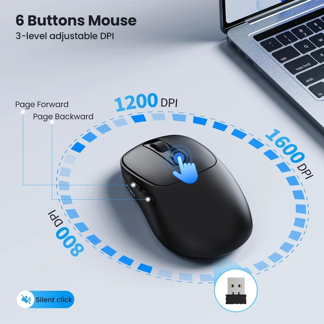 Alt view image 4 of 5 - TECKNET Compact Wireless Keyboard and Mouse Combo, 3-Mode Rechargeable