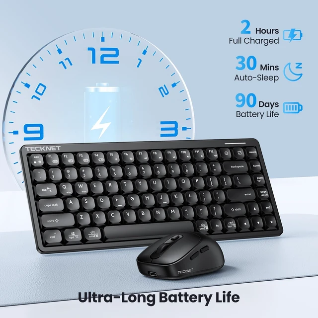 Alt view image 5 of 5 - TECKNET Compact Wireless Keyboard and Mouse Combo, 3-Mode Rechargeable