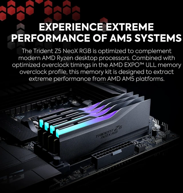 Alt view image 5 of 5 - G.SKILL Trident Z5 NeoX RGB Series DDR5 RAM (AMD EXPO ULL & EXPO) 32GB (2x16GB) Up to 6000MT/s* CL30-38-38-32 1.35V Desktop Computer Memory U-DIMM - Matte White (F5-6000A3038F16GX2-TZ5NXRW)