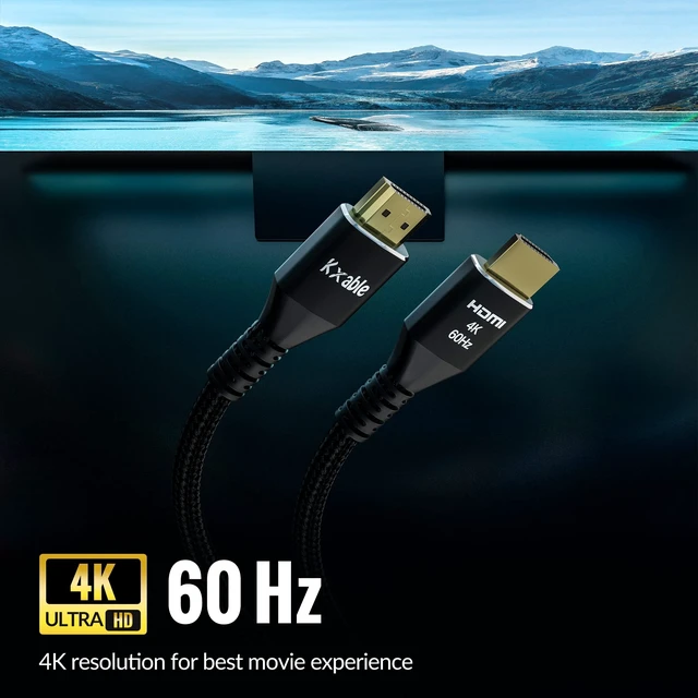 Alt view image 2 of 5 - 4K HDMI Cable 4 Feet (5 Pack), Ultra HD HDMI 2.0 Cable, Nylon Braided & Gold-Plated Connectors, 4K @ 60Hz, 2K ,1080P, HDCP 2.2, ARC, Bulk HDMI Cables for Laptop, Monitors, HDTV, PS5, Xbox One & More