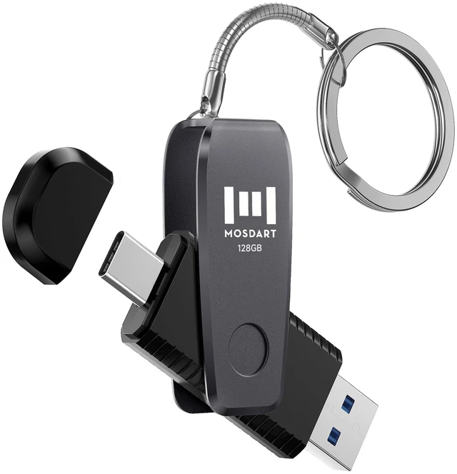 Main image of MOSDART 128GB USB C and A 3.1 Dual Flash Drive with Keychain, Black