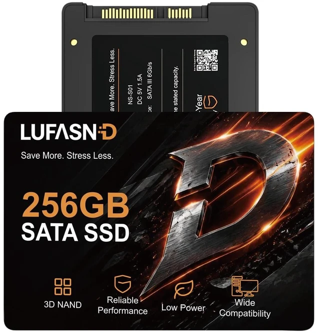 Main image of Lufasnd Internal 256GB SATA SSD, 2.5 Inch SSD SATA III 6Gb/s, Solid State Drive, Up to 520MB/s Read Speed, 3D NAND Flash, Compatible with Laptop & Desktop PC