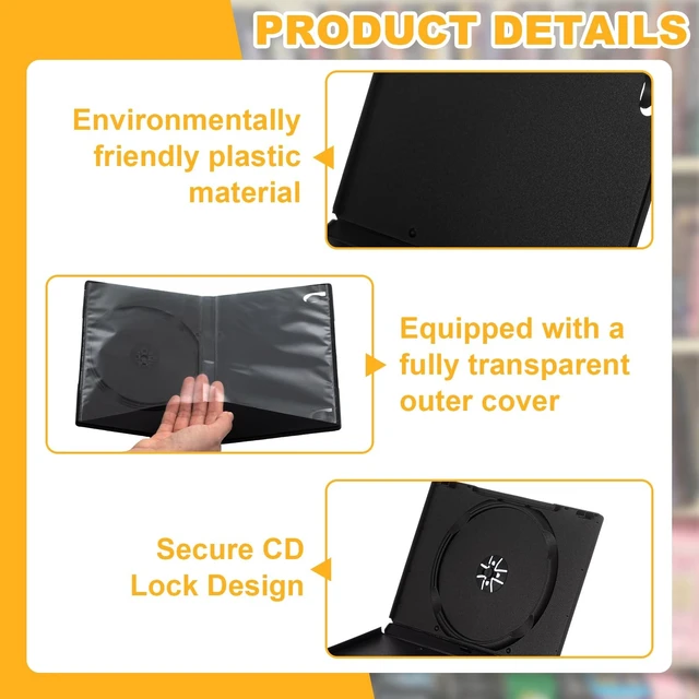 Alt view image 3 of 5 - BrightRow 100 Pack 14mm Black DVD Cases with Clear Sleeve for Cd Storage