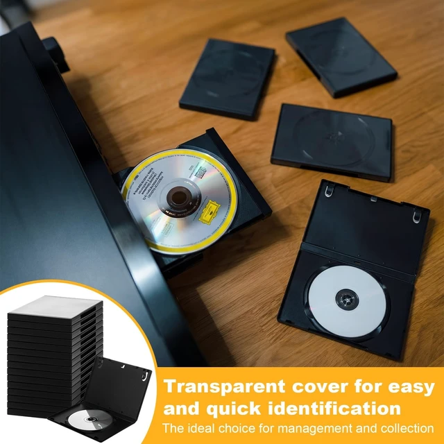 Alt view image 5 of 5 - BrightRow 100 Pack 14mm Black DVD Cases with Clear Sleeve for Cd Storage