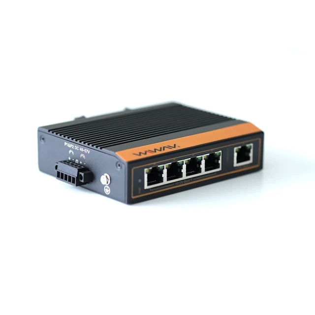 Alt view image 4 of 5 - WIWAV WP1005-5FE-I 10/100Mbps Unmanaged 5-Port PoE Industrial Ethernet Switches with DIN Rail/Wall-Mount (UL Listed, IP40, -40~85)