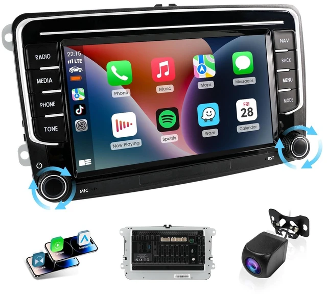 Main image of Haudio 7 inch Double Din Car Stereo,for 2009-2012 VW Golf/Touran/Tiguan/Magotan/Passat/Scirocco^^Skoda Car,Wireless Apple Carplay & Android Auto, Bluetooth,SWC,Mirror Link,AUX,FM Car Radio Rece