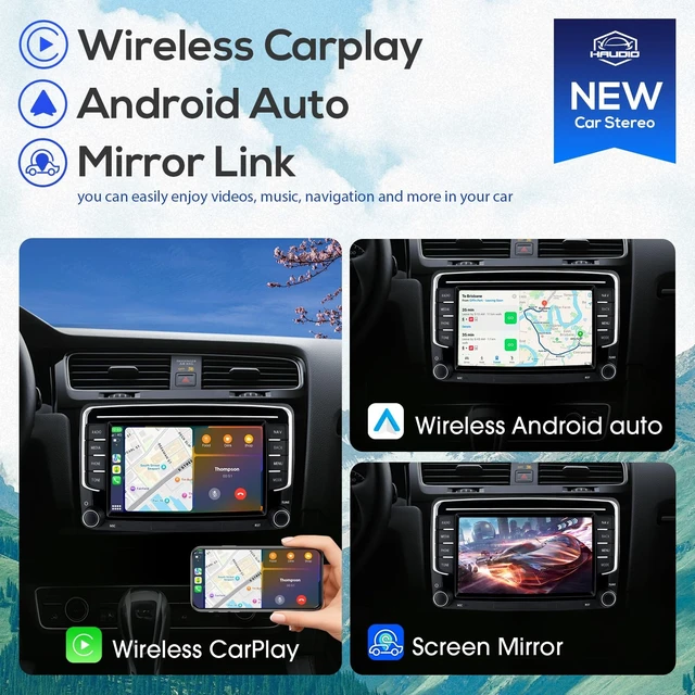 Alt view image 2 of 5 - Haudio 7 inch Double Din Car Stereo,for 2009-2012 VW Golf/Touran/Tiguan/Magotan/Passat/Scirocco^^Skoda Car,Wireless Apple Carplay & Android Auto, Bluetooth,SWC,Mirror Link,AUX,FM Car Radio Rece