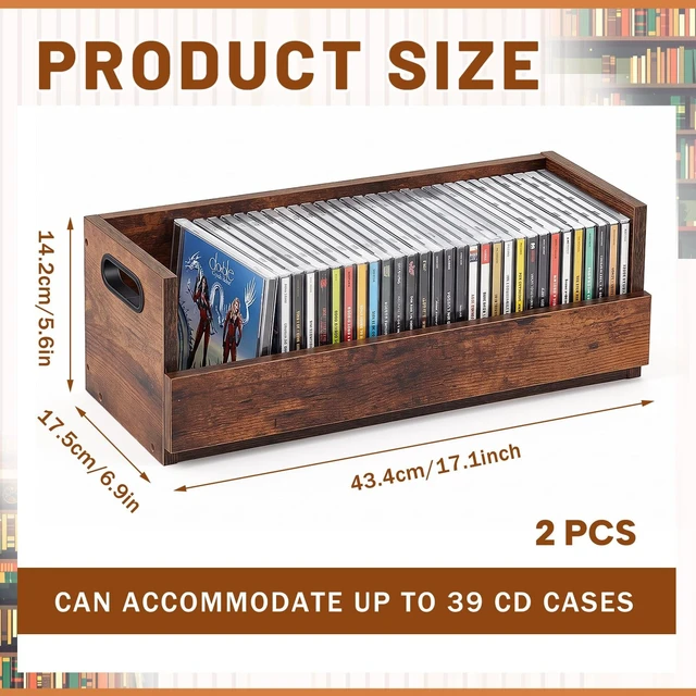 Alt view image 2 of 5 - CroBlissful 2 Set Wooden CD Storage Box, Holds 72 CDs (36 Each)