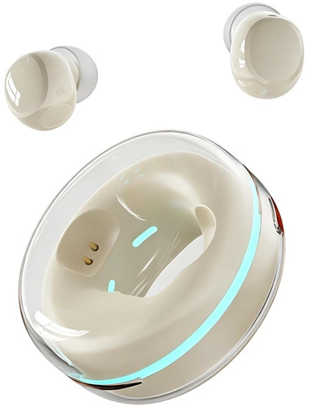 Main image of ROEL-PLAY Mini Swim Ring Designs Wireless Earbuds TWS Bluetooth Earbuds Ultra Long Battery Life Low Latency for Gaming(Cream White)
