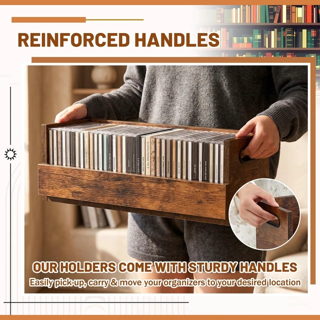 Alt view image 5 of 5 - CroBlissful 2 Set Wooden CD Storage Box, Holds 72 CDs (36 Each)