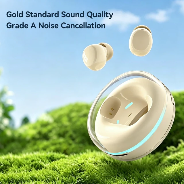 Alt view image 4 of 5 - ROEL-PLAY Mini Swim Ring Designs Wireless Earbuds TWS Bluetooth Earbuds Ultra Long Battery Life Low Latency for Gaming(Cream White)