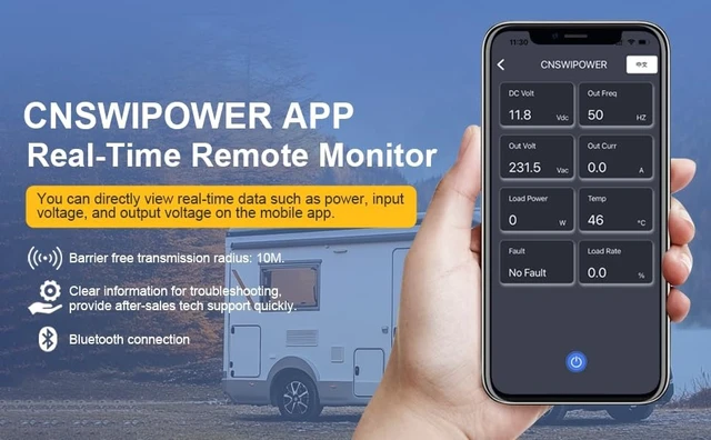 Alt view image 3 of 5 - Xijia 3000W Pure Sine Wave Inverter 48V DC to 120V AC Converter for Home, RV, Truck, Off-Grid Solar Power 110V with Smart Bluetooth App Remote Control,Surge 6000W