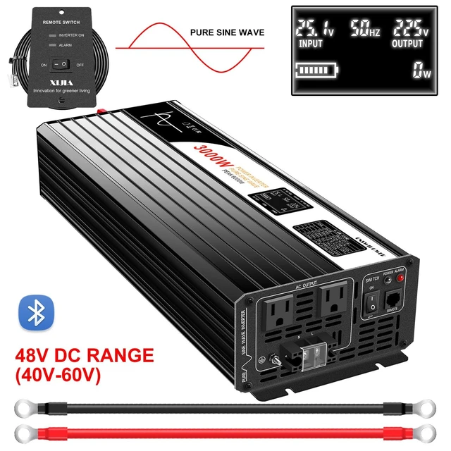 Alt view image 2 of 5 - Xijia 3000W Pure Sine Wave Inverter 48V DC to 120V AC Converter for Home, RV, Truck, Off-Grid Solar Power 110V with Smart Bluetooth App Remote Control,Surge 6000W