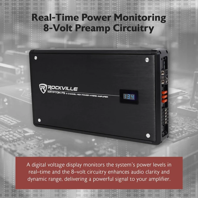 Alt view image 4 of 5 - Rockville Krypton F5 5 Channel Car Amplifier, 3200W Peak / 800W RMS