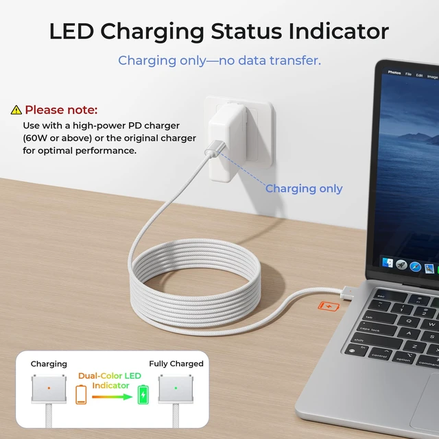 Alt view image 2 of 5 - Basesailor USB C to Mag-Safe 3 Cable 10FT/3M,140W Type C Magnetic 3 Charger