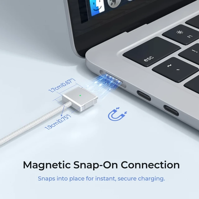 Alt view image 3 of 5 - Basesailor USB C to Mag-Safe 3 Cable 10FT/3M,140W Type C Magnetic 3 Charger