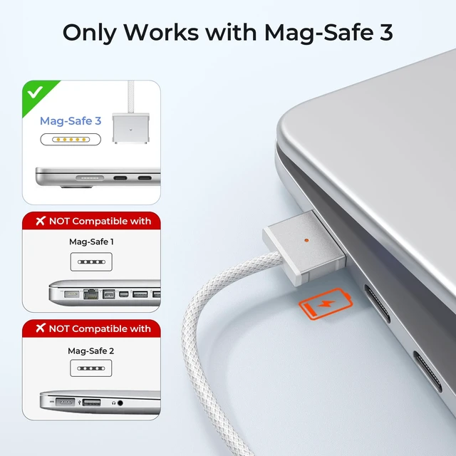 Alt view image 4 of 5 - Basesailor USB C to Mag-Safe 3 Cable 10FT/3M,140W Type C Magnetic 3 Charger