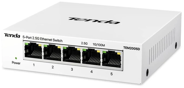 Main image of Tenda 5 Port 2.5G Network Switch, Unmanaged Desktop 2.5Gb Ethernet Splitter