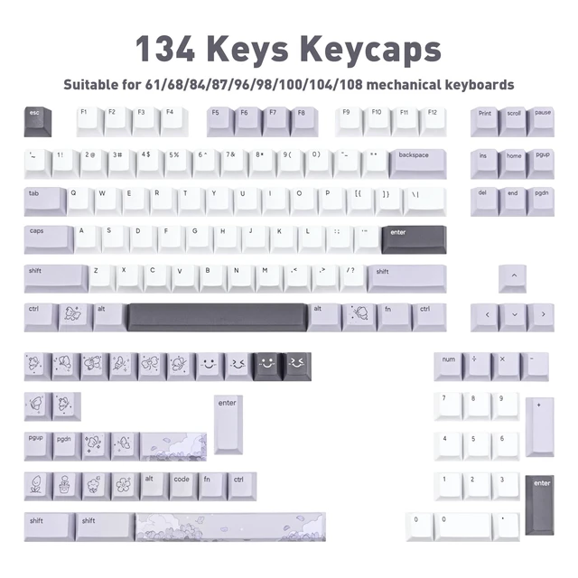 Alt view image 2 of 5 - TICKTYYPE PBT Custom Keycaps, Purple Lilac Theme Keyboard Keycaps
