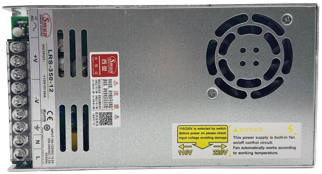 Main image of LRS-350-12 348W 12V 29A Single Output Switchable Power Supply for Industrial Automation, PLC Control Systems, Security Devices, and Electronic Equipment