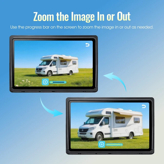 Alt view image 5 of 5 - WOOCARTY 10.1" - 3 Magnetic Wireless RV Backup Camera System, 1080P DVR Touchscreen Rear Side Cameras for Monitoring, Compatible with Furrion Pre-Wired Plug, Night Vision Camera for Trailer Tru