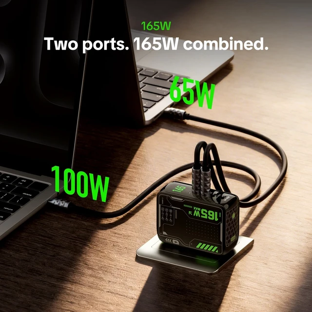 Alt view image 2 of 5 - MFish E-Rhino 165W 4-Port GaN USB C Charger, 140W MacBook Pro Charger