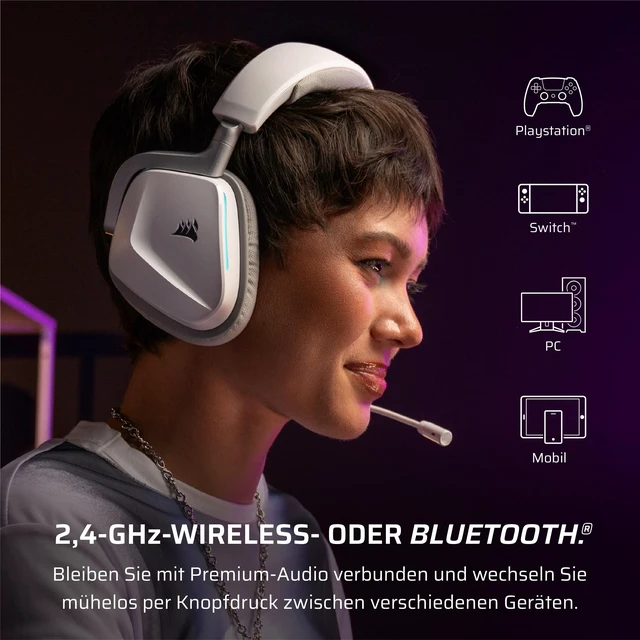 Alt view image 4 of 5 - Corsair Void v2 Wireless Bluetooth PC PS5 Switch Gaming Headset White