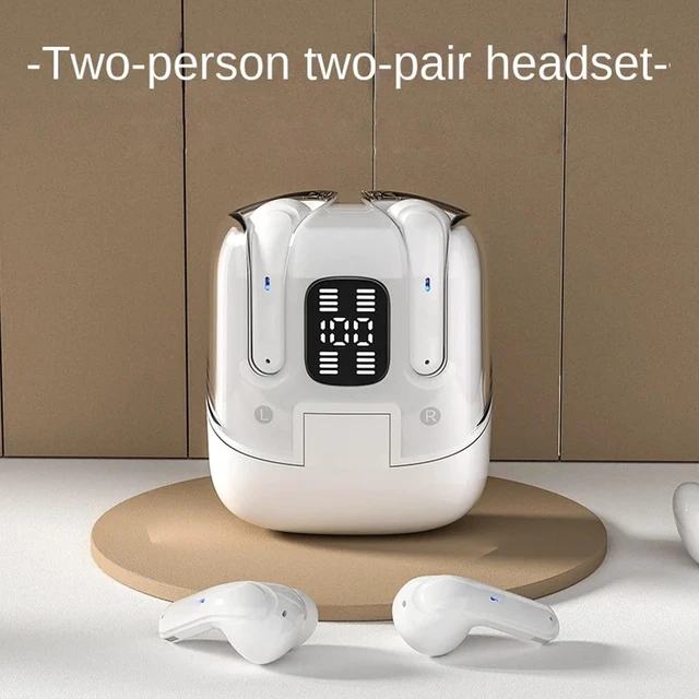 Alt view image 2 of 5 - Tangxi 4 in 1 Wireless Earbuds, Headphones, HiFi Stereo Noise Reduction Wireless Earphones, 8H Playtime, with Battery Display Charging Case