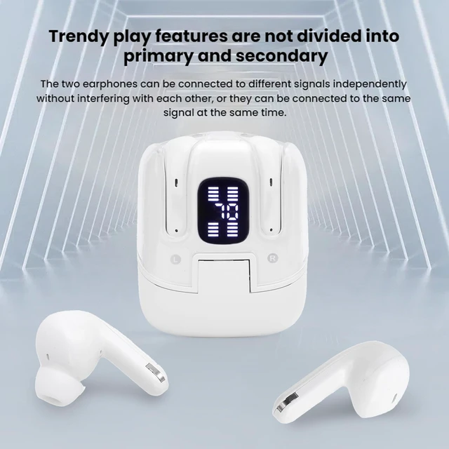 Alt view image 3 of 5 - Tangxi 4 in 1 Wireless Earbuds, Headphones, HiFi Stereo Noise Reduction Wireless Earphones, 8H Playtime, with Battery Display Charging Case
