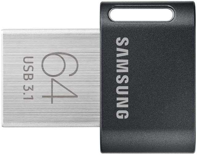 Main image of Samsung FIT Plus USB Flash Drive Type-A 64GB 300MB/s Read 30MB/s Write Compact USB 3.1 Flash Drive with Key Ring, Gray, MUF-64AB/APC