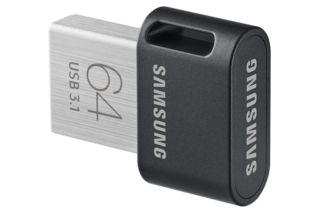 Alt view image 3 of 5 - Samsung FIT Plus USB Flash Drive Type-A 64GB 300MB/s Read 30MB/s Write Compact USB 3.1 Flash Drive with Key Ring, Gray, MUF-64AB/APC