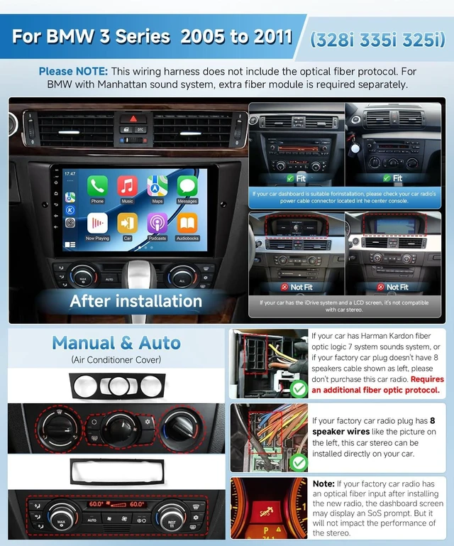 Alt view image 2 of 2 - Wadpon Plug and Play Harness Adapter for BMW 3 Series E90 E91 E92 E93 328i 325i 335i 2005 to 2011, Connect the Radio Antenna to The Acc Power Source to Resolve Audio Issues (No Fiber)