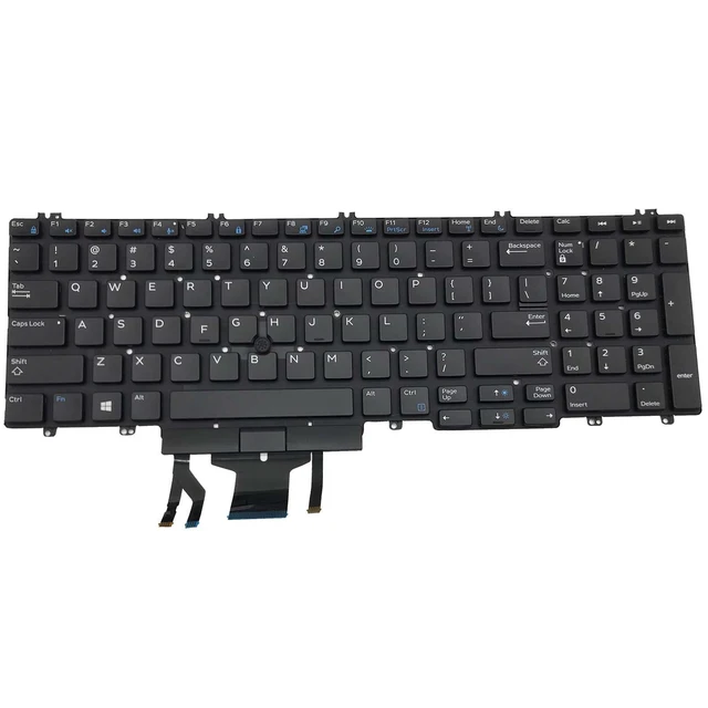 Alt view image 2 of 5 - for DELL Precision 7530 7730 E7530 M7530 7540 7740 Series Black Frameless, with Backlight, with Mouse Stick 0DK60 00DK60 266YW 0266YW 06P79 006P79 US Layout Notebook Keyboard