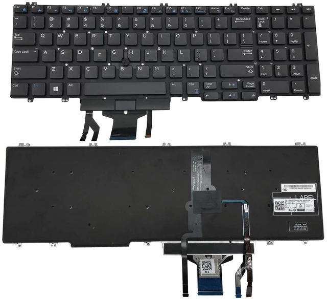 Main image of for DELL Precision 7530 7730 E7530 M7530 7540 7740 Series Black Frameless, with Backlight, with Mouse Stick 0DK60 00DK60 266YW 0266YW 06P79 006P79 US Layout Notebook Keyboard