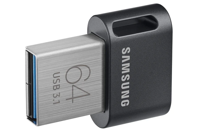 Alt view image 4 of 5 - Samsung FIT Plus USB Flash Drive Type-A 64GB 300MB/s Read 30MB/s Write Compact USB 3.1 Flash Drive with Key Ring, Gray, MUF-64AB/APC