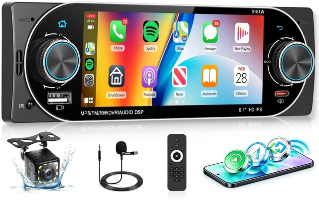 Main image of Driauto Car Stereo Single Din Wireless CarPlay & Android Auto- MP5 Player