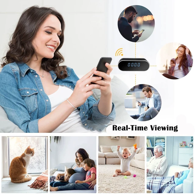 Alt view image 4 of 5 - Security Camera, Hidden Camera Clock, WiFi Spy Camera 1080P Mini Nanny Cam