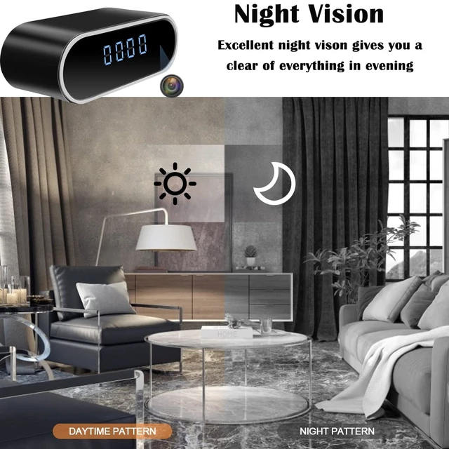 Alt view image 2 of 5 - Security Camera, Hidden Camera Clock, WiFi Spy Camera 1080P Mini Nanny Cam