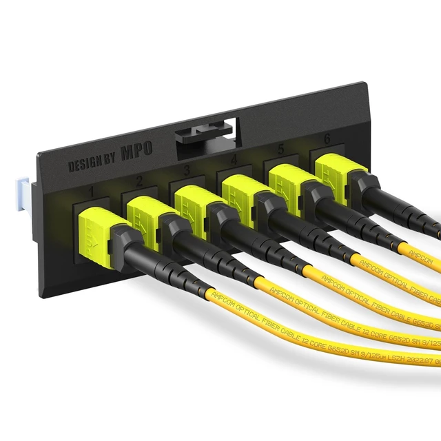 Alt view image 3 of 5 - AMPCOM MPO to LC Breakout Cable 9/125m Singlemode OS1/OS2(24 Fiber,MPO to LC, Type B, LSZH/Riser, UPC, Yellow) 2m (6ft)