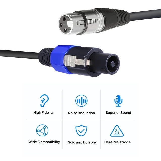 Alt view image 5 of 5 - SUNNAREPOON Speakon to XLR Cables, 50 Feet 1 Pack