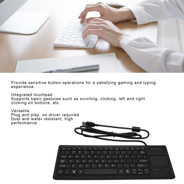 Alt view image 2 of 5 - Hamwesh Industrial Keyboard, IP68 Industrial Grade Wired Durable Integrated Touchpad Plug and Play Compact USB Keyboard, Mechanical USB with Built in Hub for
