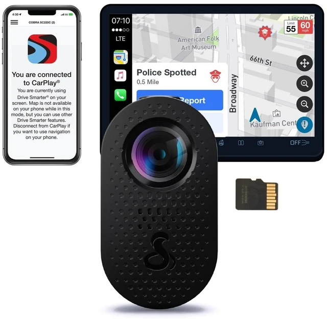 Main image of Cobra Discreet Dash Cam (SC120), QHD 1440P Video Resolution, Built-in WiFi